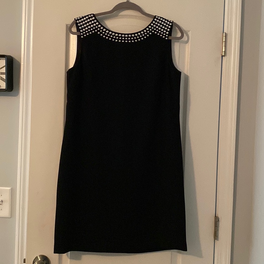 Tahari Little Black Dress LBD with Silver Studs
